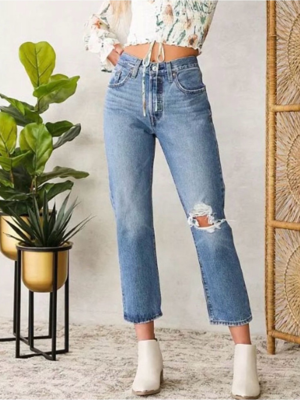 Levi’s 501 selvedge White Oak Cone denim straight ankle jeans